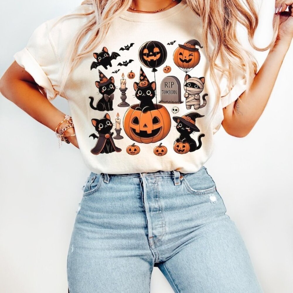 Black Cat Pumpkin, Cat Ghots, halloween, Gothic